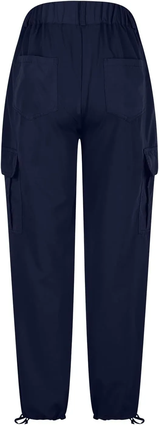 Womens High Waist Cargo Pants Fashion Lounge Trousers Baggy Y2K Joggers Casual Streetwear Multiple Pockets Slacks
