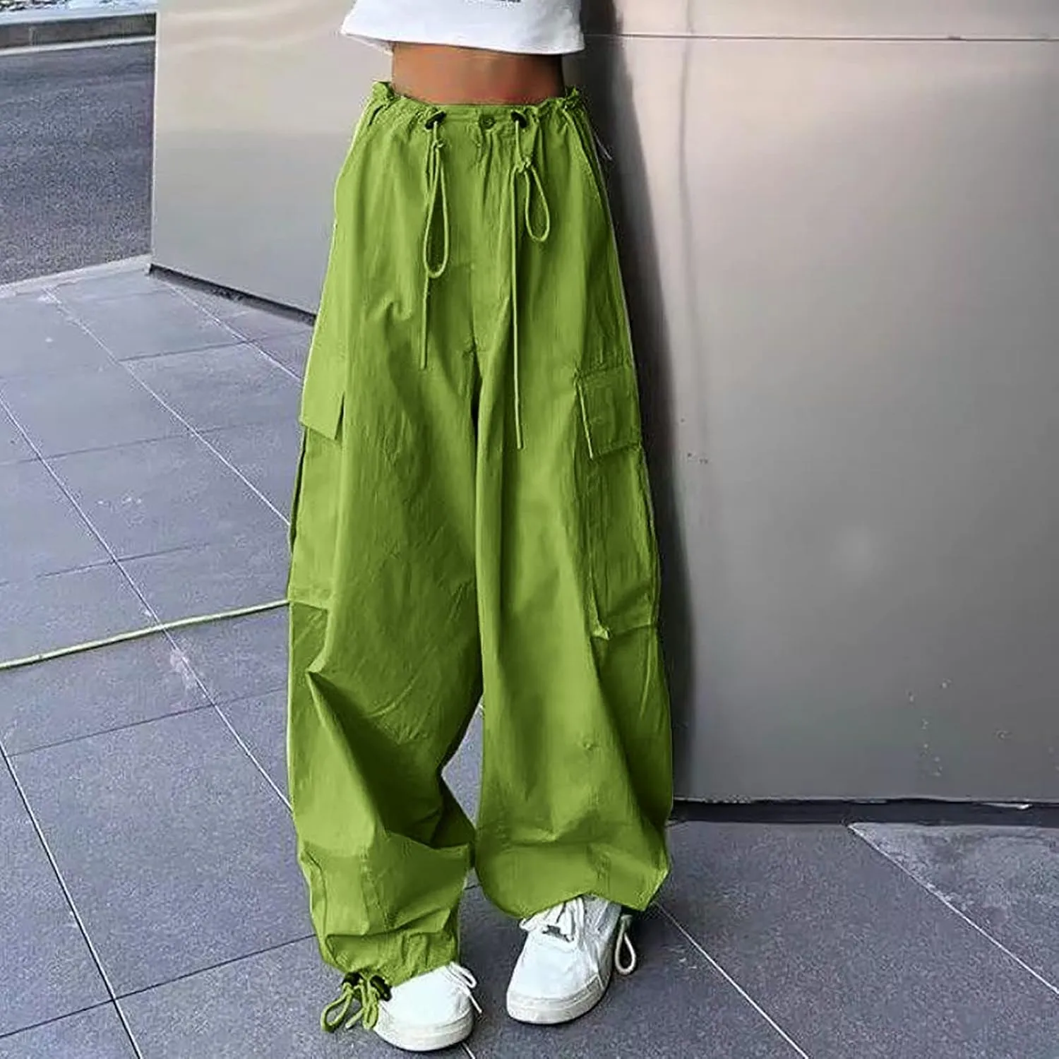 Women's High Waist Straight Wide Leg Cargo Pants Fashion Boyfriend Casual Cargo Pants Women Baggy Y2K Hiking Trousers
