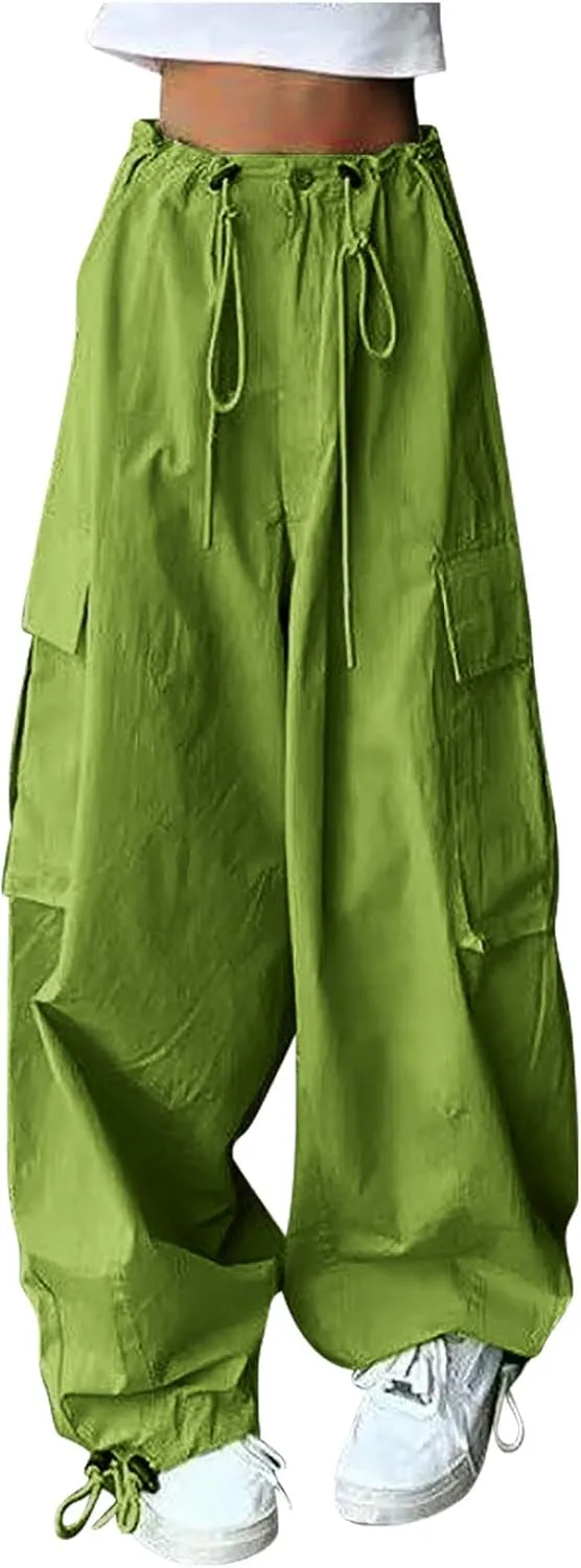 Women's High Waist Straight Wide Leg Cargo Pants Fashion Boyfriend Casual Cargo Pants Women Baggy Y2K Hiking Trousers