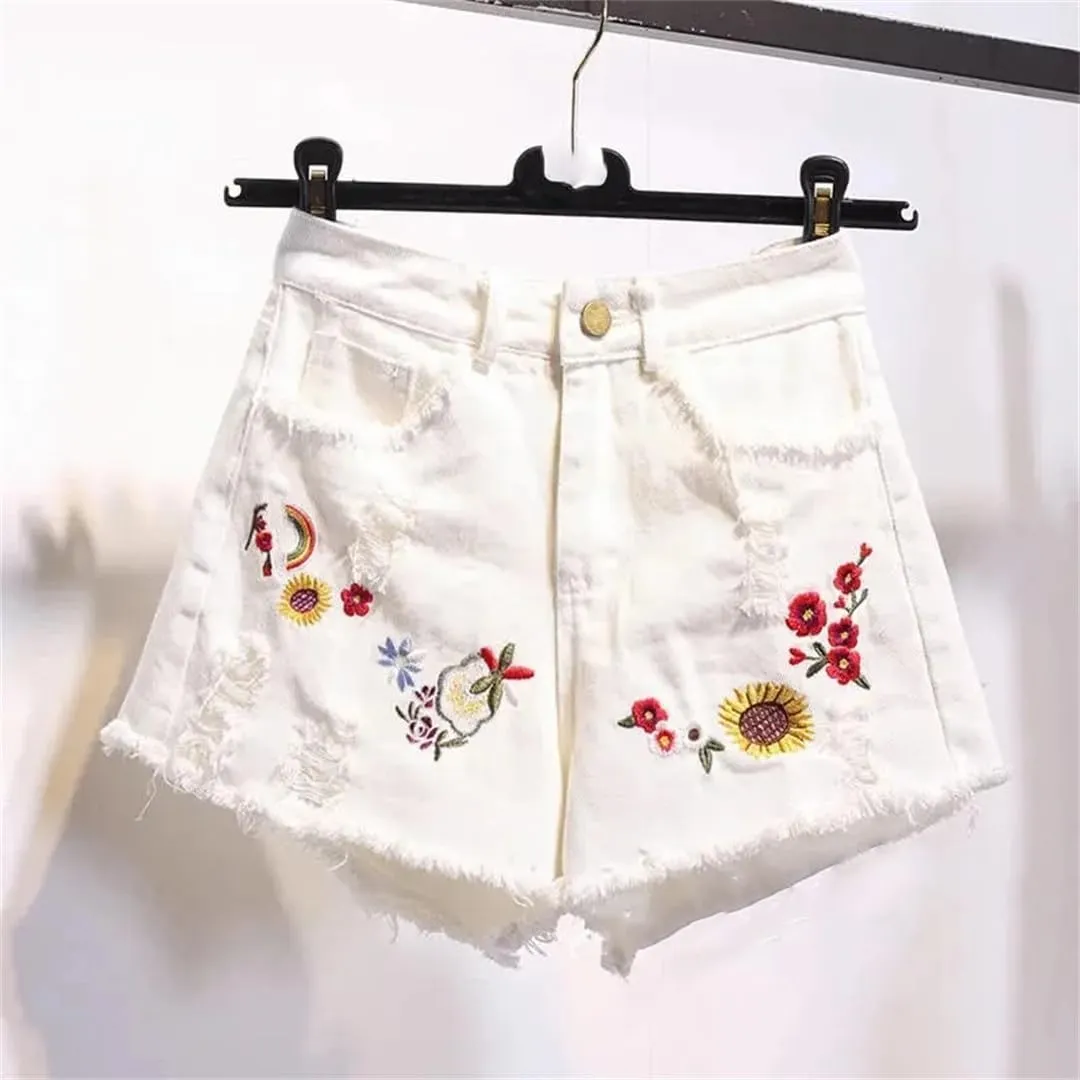 Womens High Waisted Micro Shorts Summer Jeans White Short