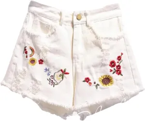 Womens High Waisted Micro Shorts Summer Jeans White Short