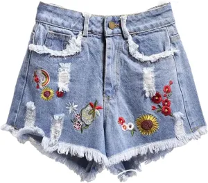 Womens High Waisted Micro Shorts Summer Jeans White Short