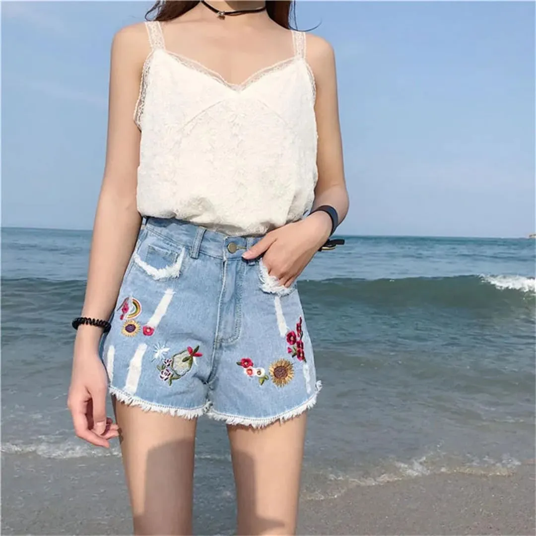 Womens High Waisted Micro Shorts Summer Jeans White Short