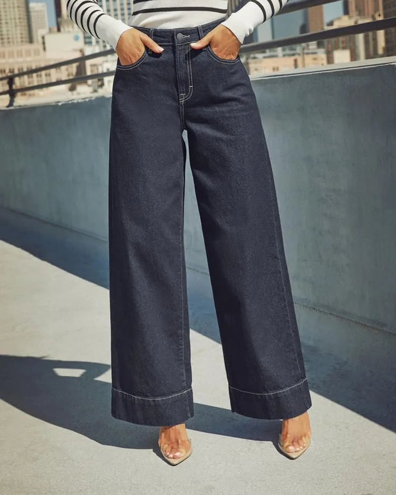 Women's High Waisted Wide Leg Jeans - Stretchy Straight Leg Denim Pants, 2025 Trendy Casual Comfort Fit