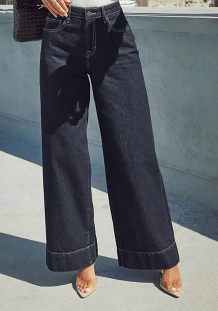 Women's High Waisted Wide Leg Jeans - Stretchy Straight Leg Denim Pants, 2025 Trendy Casual Comfort Fit