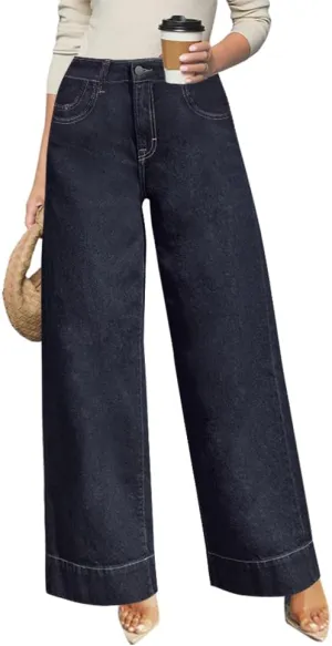 Women's High Waisted Wide Leg Jeans - Stretchy Straight Leg Denim Pants, 2025 Trendy Casual Comfort Fit