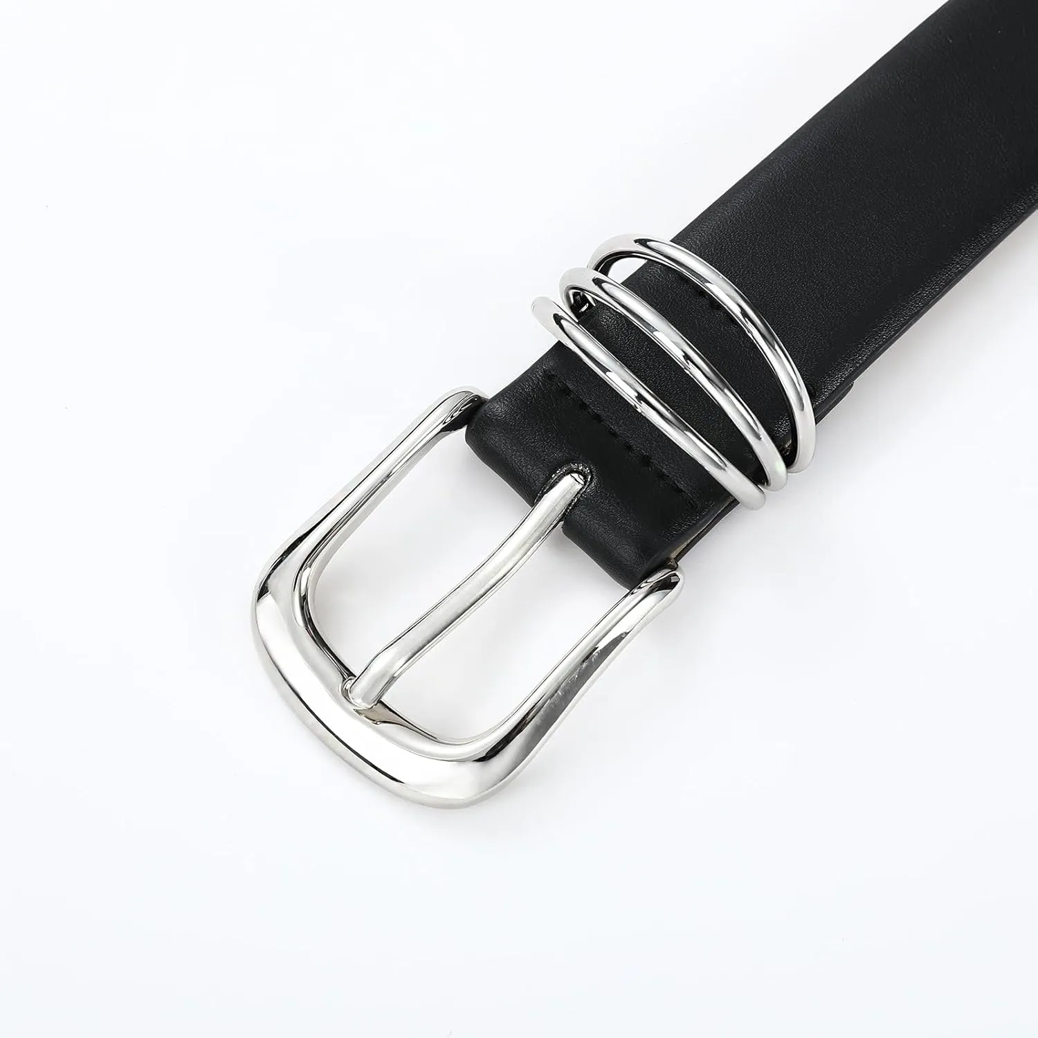 Women's Leather Belts with Gold Buckle Fashion Leather Waist Belt Elegant Ladies Belts for Jeans Dress & Casual Wear