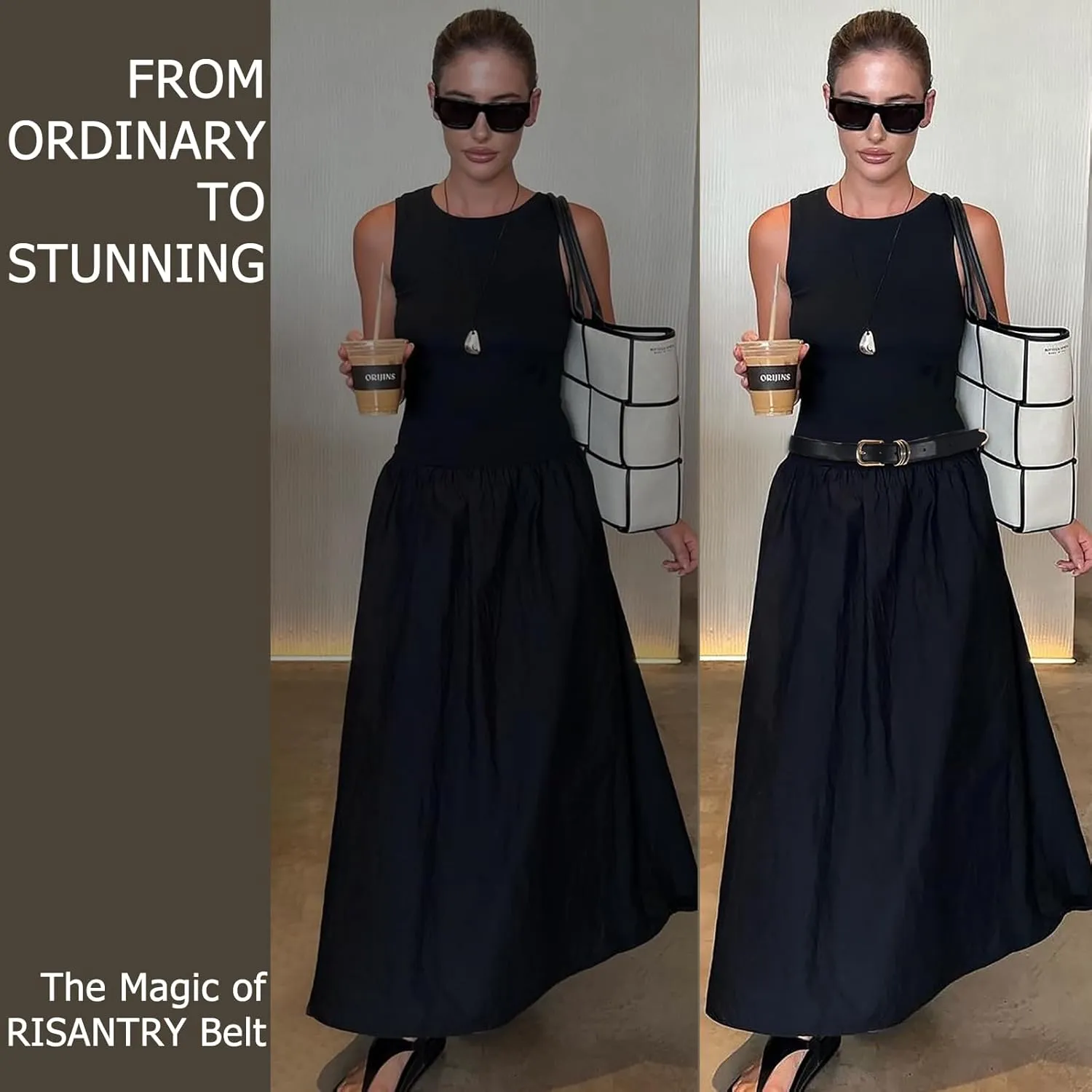 Women's Leather Belts with Gold Buckle Fashion Leather Waist Belt Elegant Ladies Belts for Jeans Dress & Casual Wear