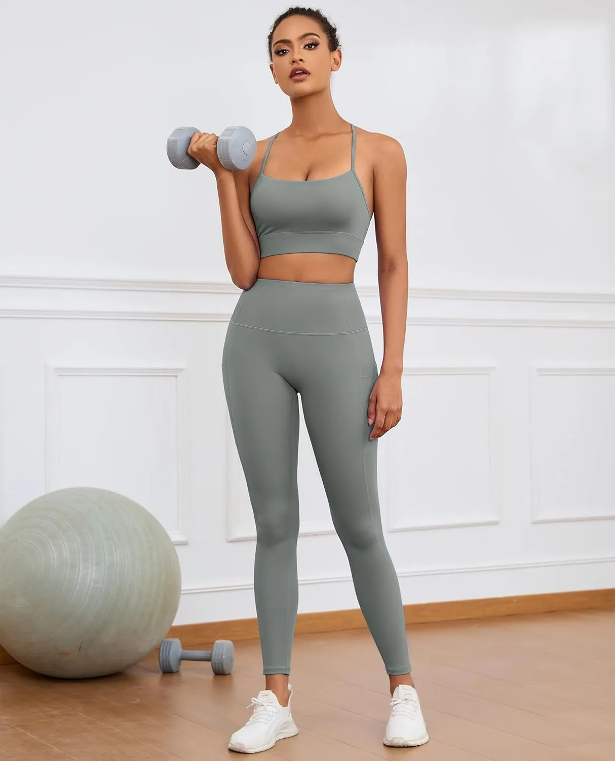 Womens Leggings with Pockets Tummy Control Workout Yoga Tights for Woman Sports Gym Butt Lift
