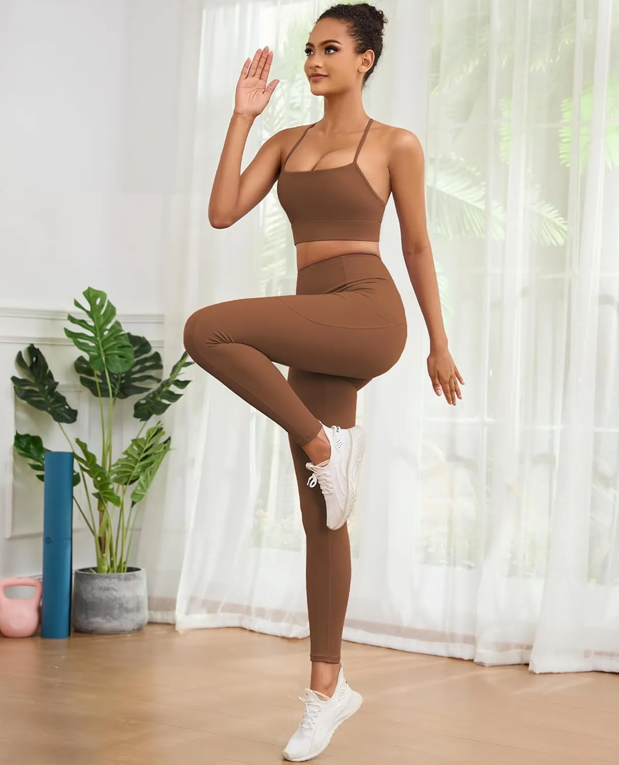 Womens Leggings with Pockets Tummy Control Workout Yoga Tights for Woman Sports Gym Butt Lift