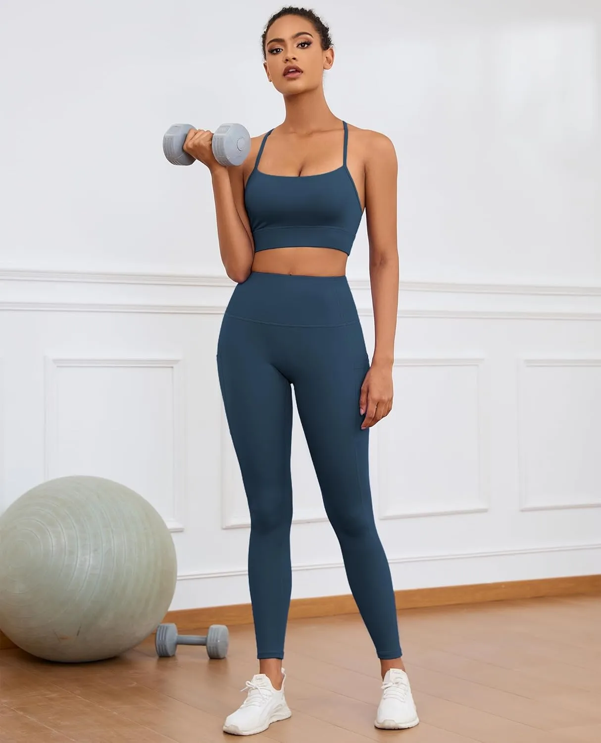 Womens Leggings with Pockets Tummy Control Workout Yoga Tights for Woman Sports Gym Butt Lift