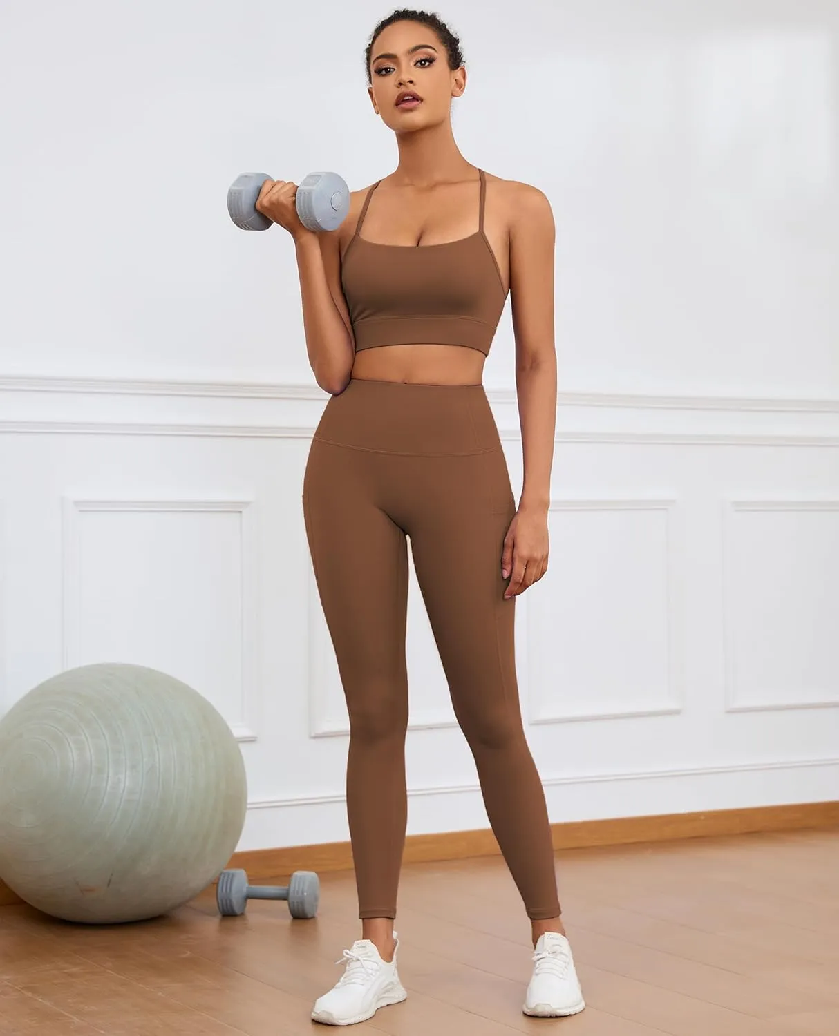 Womens Leggings with Pockets Tummy Control Workout Yoga Tights for Woman Sports Gym Butt Lift