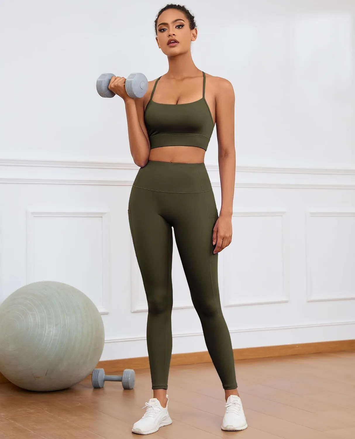 Womens Leggings with Pockets Tummy Control Workout Yoga Tights for Woman Sports Gym Butt Lift
