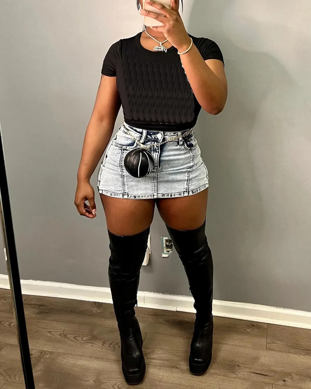 Women's Mini Jean Skirts Slit Bodycon Denim Skirt with Pockets Summer Vintage Streetwear