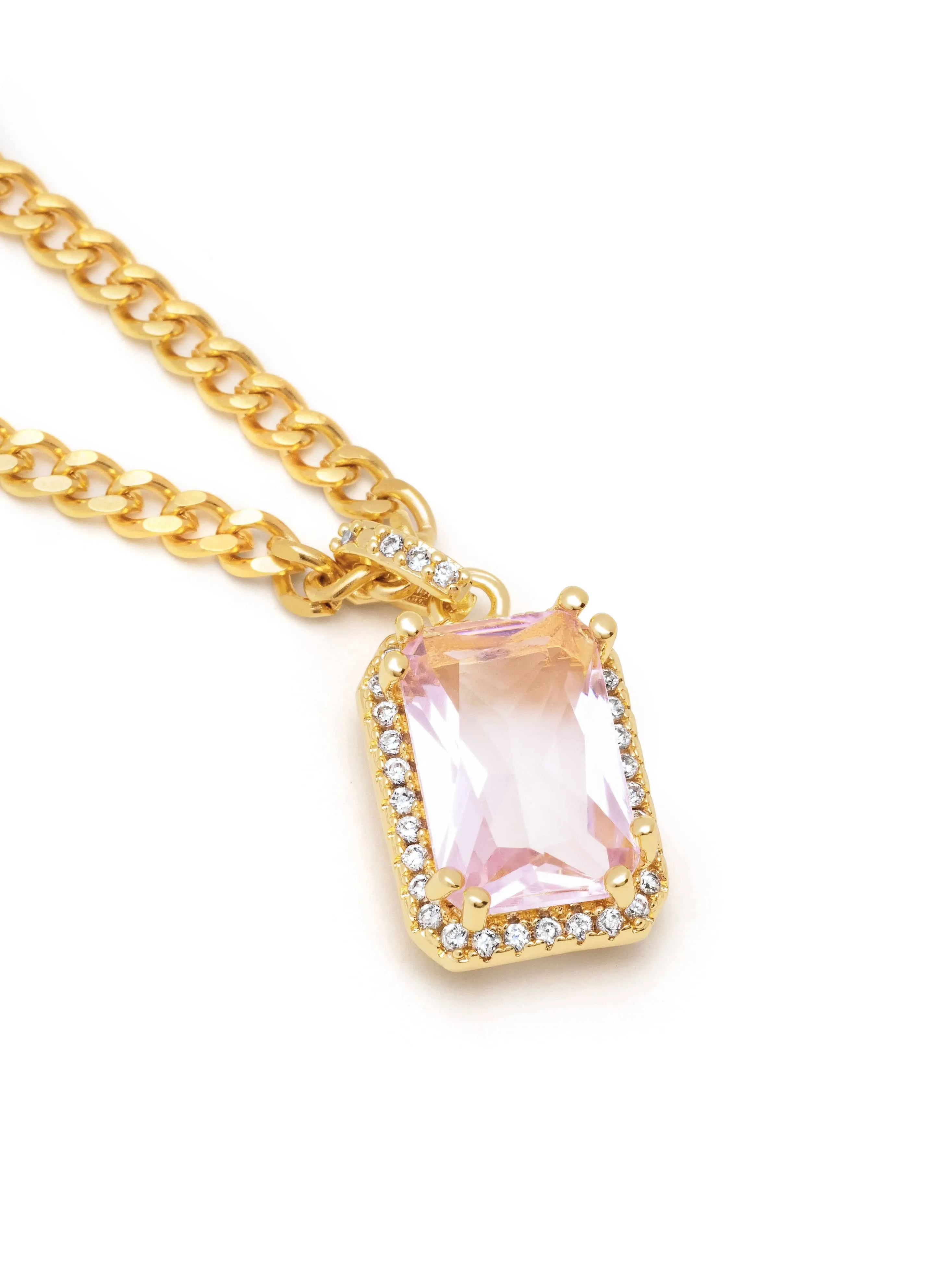 Women's Necklace with Pink CZ Diamond