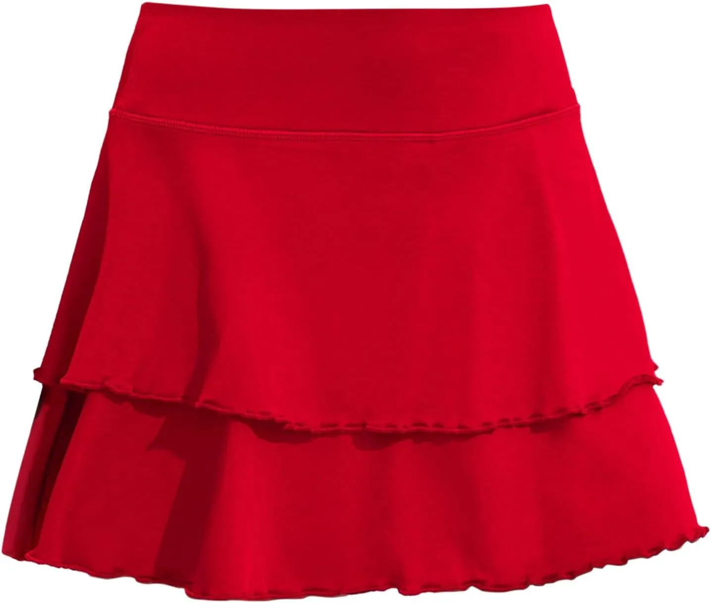 Womens Pleated Tennis Skirt Double Ruffle Flowy Golf Skort High Waisted Tummy Control Gym Running Athletic Skirts Wine XXL