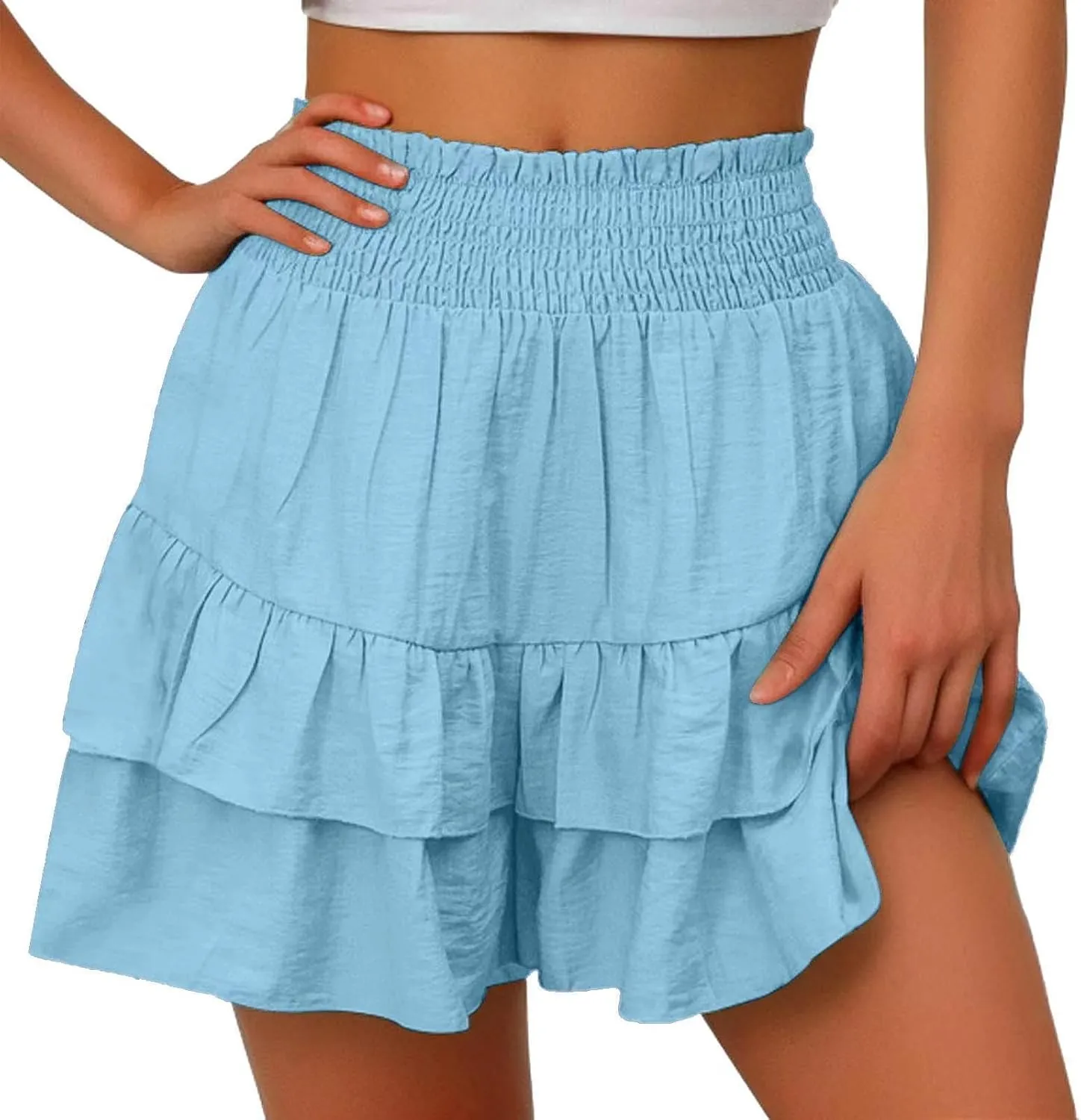 Womens Skorts Summer Casual Boho Flowy Skirt Shorts High Waist Mini Skirts Ruffle Tiered Golf Tennis Y2K Clothes