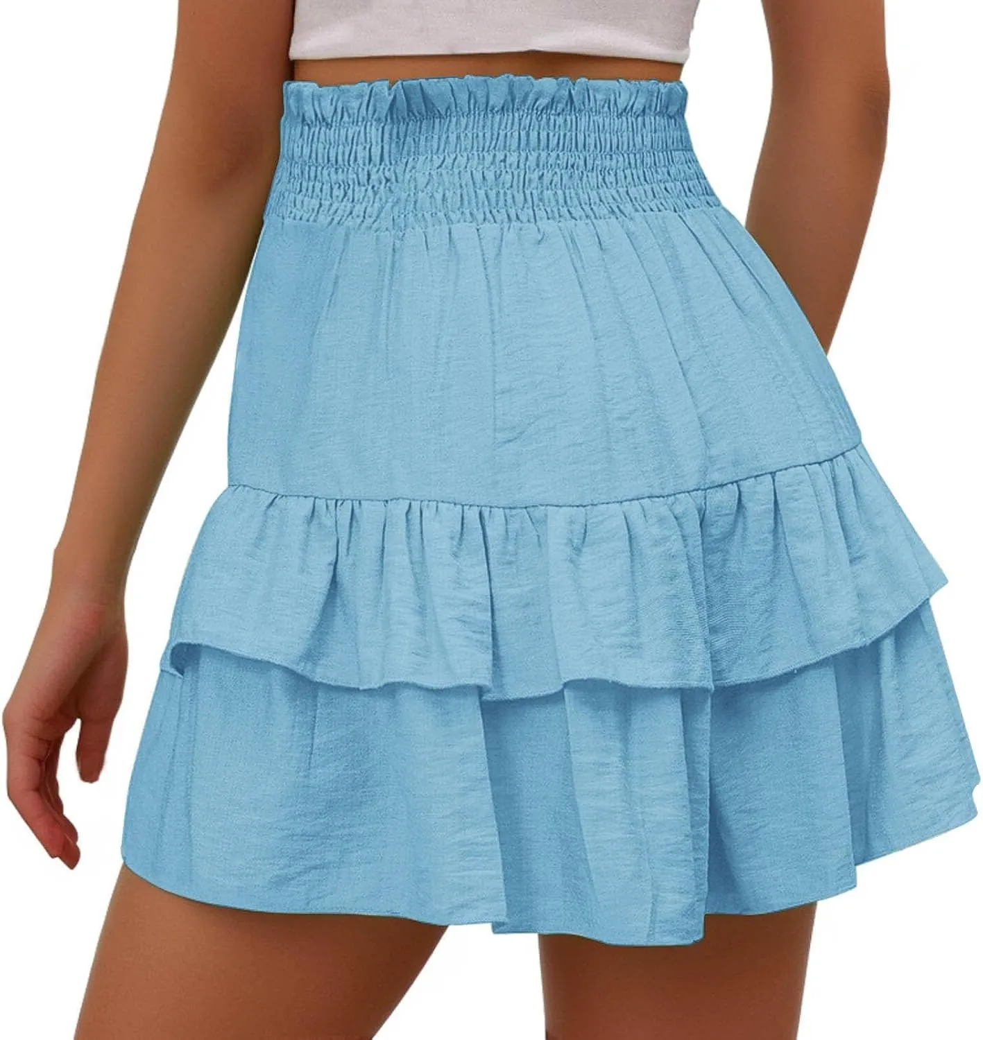 Womens Skorts Summer Casual Boho Flowy Skirt Shorts High Waist Mini Skirts Ruffle Tiered Golf Tennis Y2K Clothes