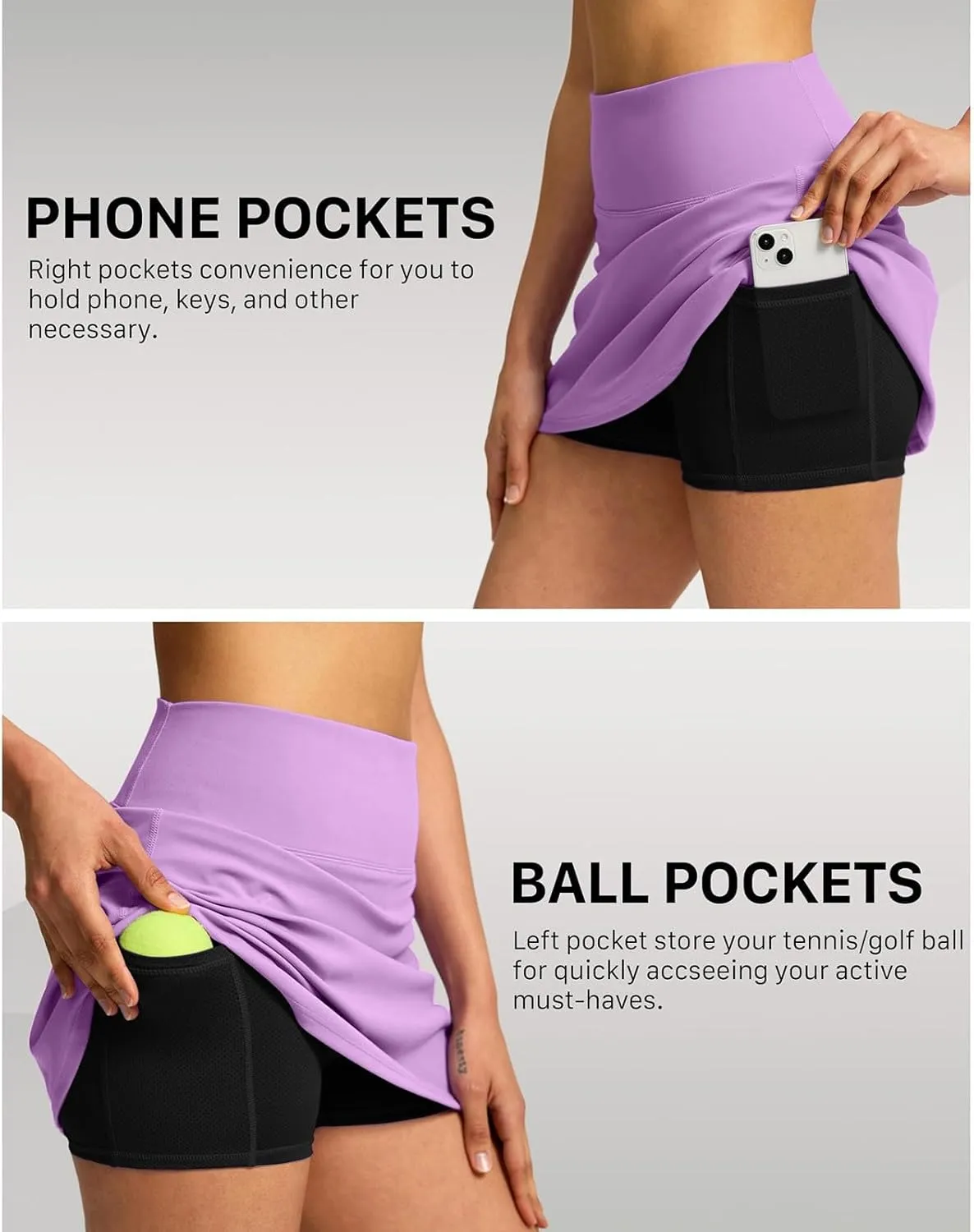 Women's Tennis Golf Skirts with Pockets High Waisted Inner Shorts Sport Workout Pleated Pickleball Athletic Skorts