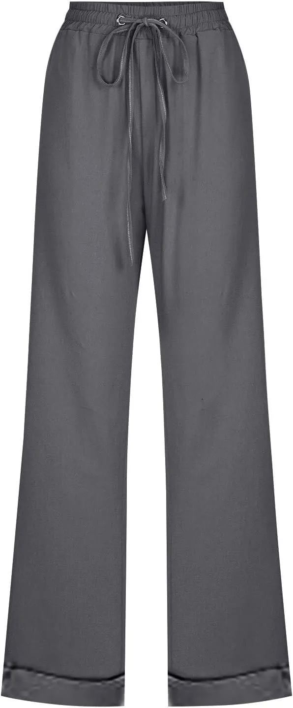 Womens Wide Leg Harem Pants Winter Nice Business Thermal with Pockets Fleece Lined Wide Leg