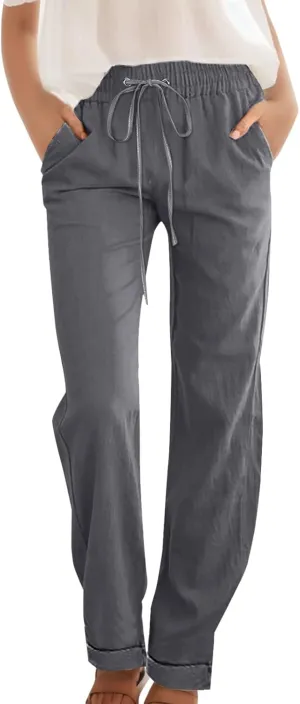 Womens Wide Leg Harem Pants Winter Nice Business Thermal with Pockets Fleece Lined Wide Leg