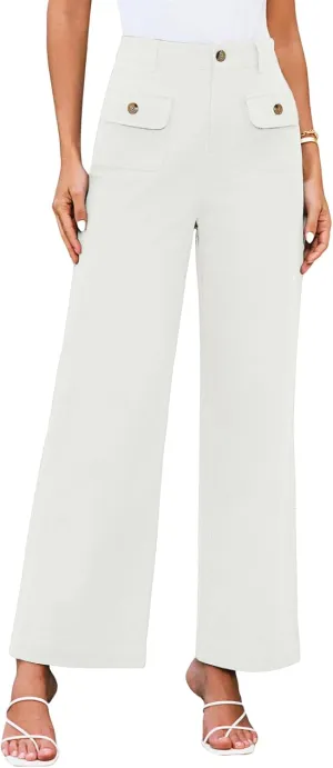 Women's Wide Leg Jeans High Waisted Straight Leg Pants Stretch Baggy Denim Pants Casual Trousers with Pockets