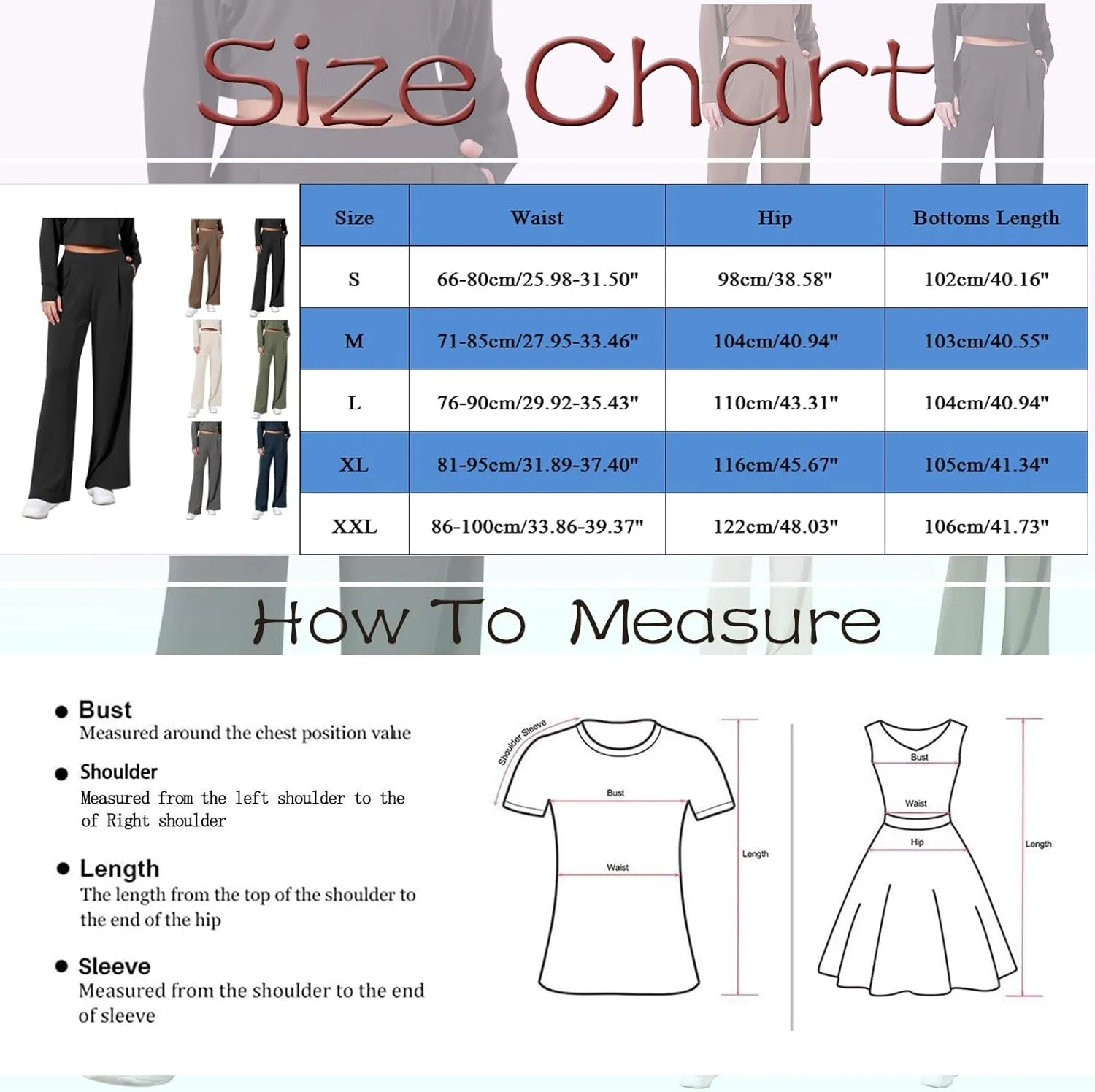 Women's Wide Leg Pants Winter Highwaisted Beach Pants with Pockets Fleece Lined Elastic Waist