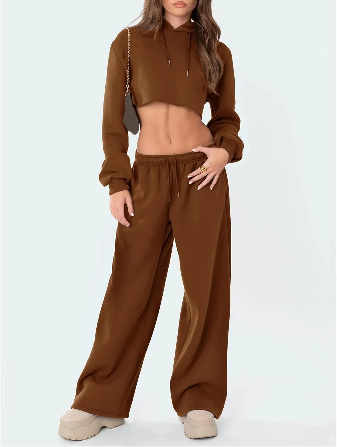 Women's Wide Leg Sweatpants Elastic High Waist Straight Leg Sweatpants Teen Girl Baggy Sweatpants with Pockets