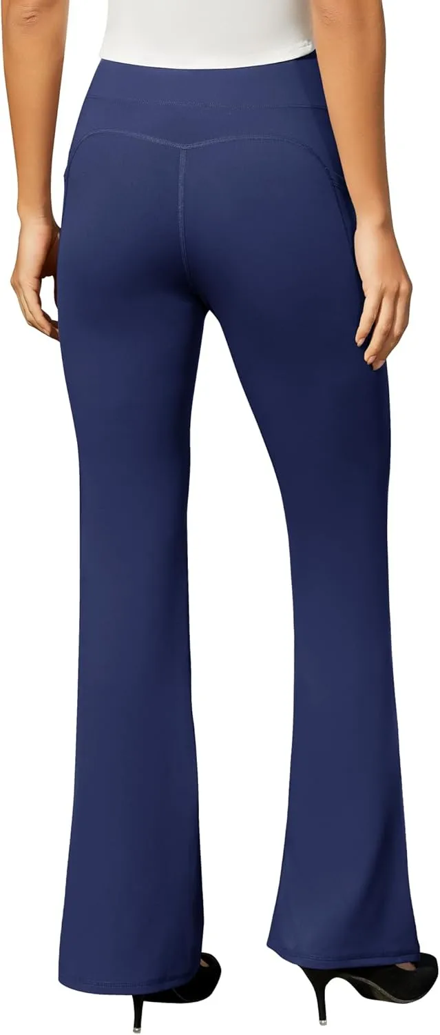 Women's Work Pants Business Casual Pants High Waisted Yoga Flare Leggings with Pockets Dress Slacks Tummy Control