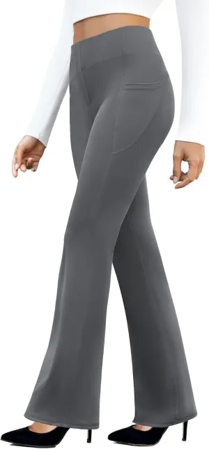 Women's Work Pants Business Casual Pants High Waisted Yoga Flare Leggings with Pockets Dress Slacks Tummy Control