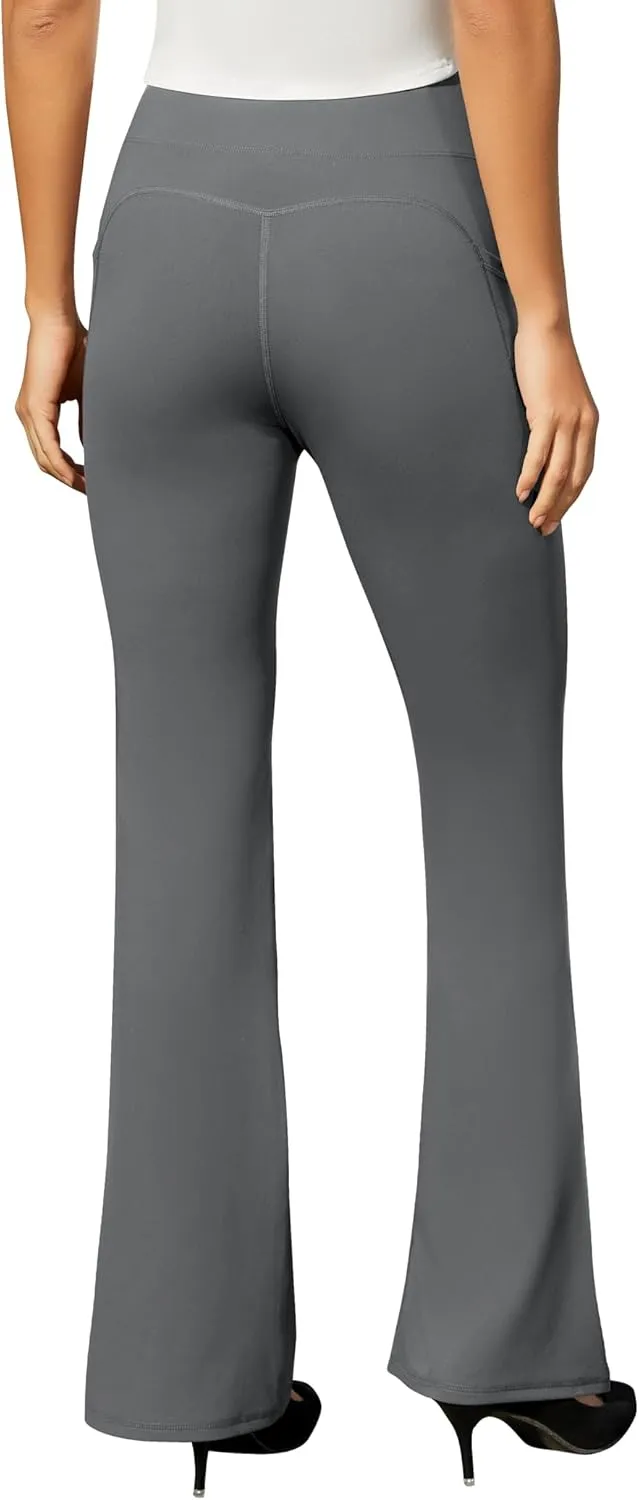 Women's Work Pants Business Casual Pants High Waisted Yoga Flare Leggings with Pockets Dress Slacks Tummy Control