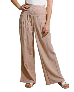 yoeasy Women Summer High Waisted Cotton Linen Palazzo Pants Wide Leg Long Trousers with Pocket