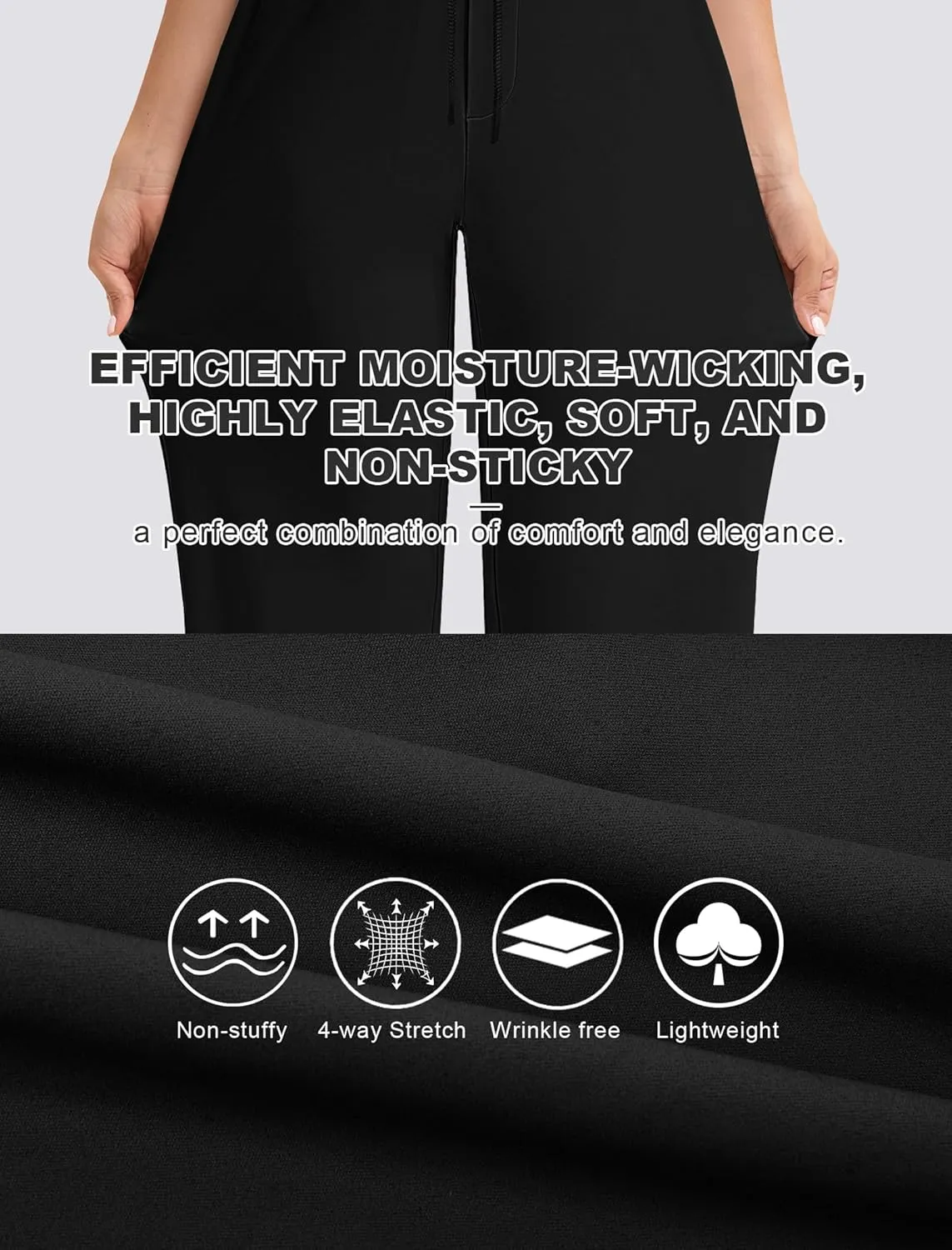 Yoga Pants Women Wide Leg Pants with Pockets Drawstring High Waist Stretch Dress Pants Lounge Sweatpants 29"/31"/33"