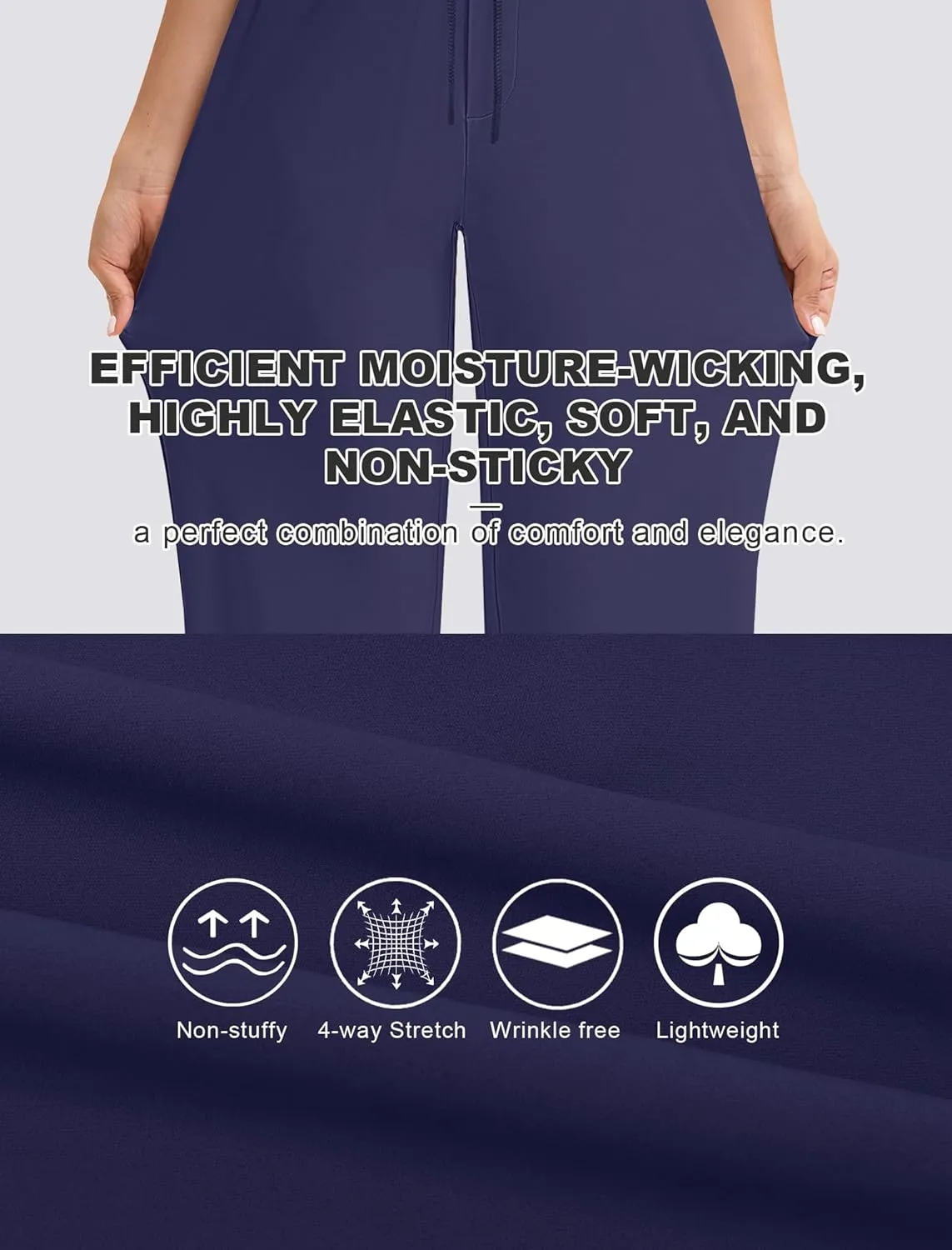 Yoga Pants Women Wide Leg Pants with Pockets Drawstring High Waist Stretch Dress Pants Lounge Sweatpants 29"/31"/33"
