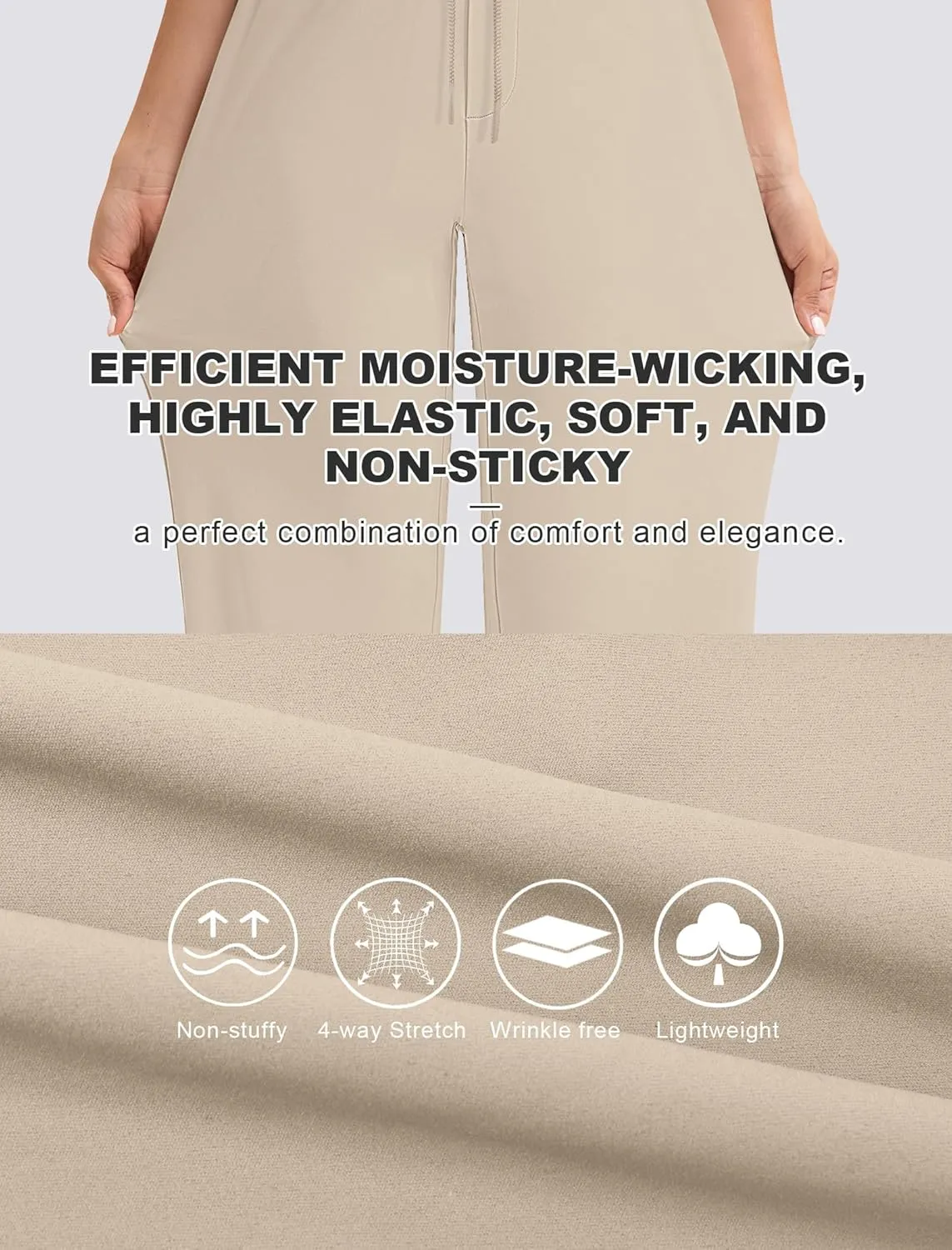 Yoga Pants Women Wide Leg Pants with Pockets Drawstring High Waist Stretch Dress Pants Lounge Sweatpants 29"/31"/33"