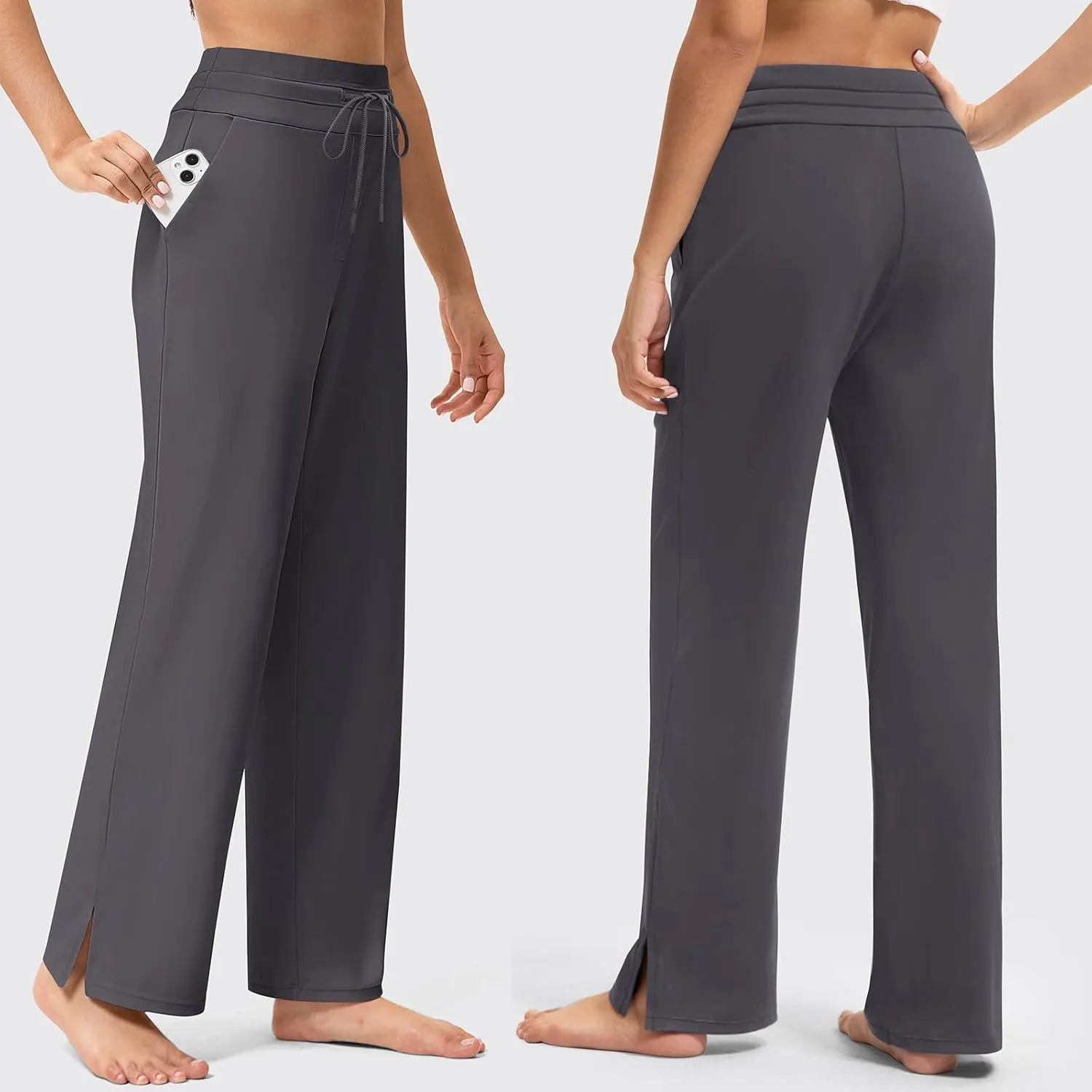 Yoga Pants Women Wide Leg Pants with Pockets Drawstring High Waist Stretch Dress Pants Lounge Sweatpants 29"/31"/33"