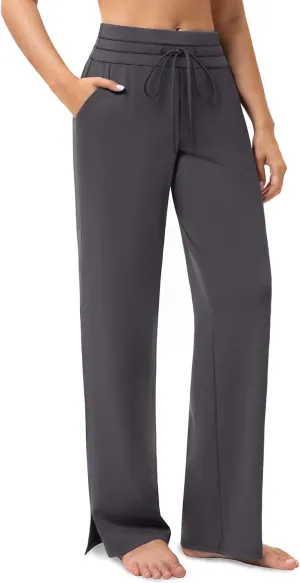 Yoga Pants Women Wide Leg Pants with Pockets Drawstring High Waist Stretch Dress Pants Lounge Sweatpants 29"/31"/33"