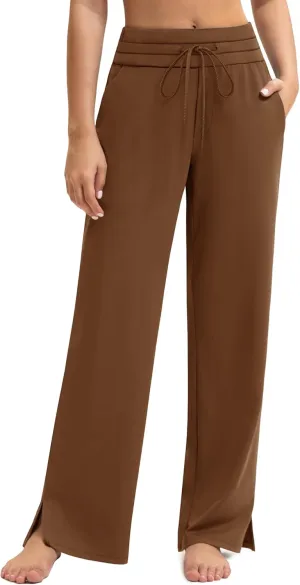 Yoga Pants Women Wide Leg Pants with Pockets Drawstring High Waist Stretch Dress Pants Lounge Sweatpants 29"/31"/33"