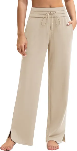 Yoga Pants Women Wide Leg Pants with Pockets Drawstring High Waist Stretch Dress Pants Lounge Sweatpants 29"/31"/33"