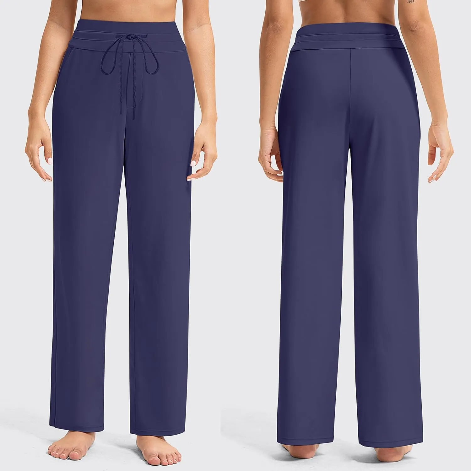 Yoga Pants Women Wide Leg Pants with Pockets Drawstring High Waist Stretch Dress Pants Lounge Sweatpants 29"/31"/33"