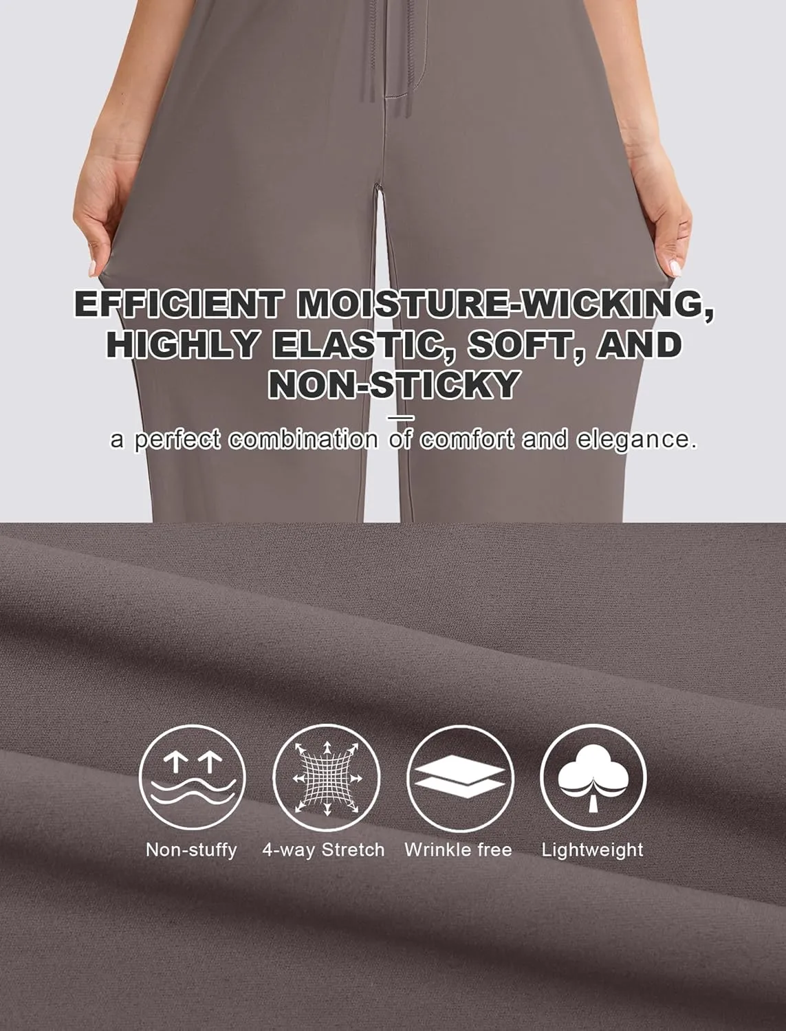 Yoga Pants Women Wide Leg Pants with Pockets Drawstring High Waist Stretch Dress Pants Lounge Sweatpants 29"/31"/33"
