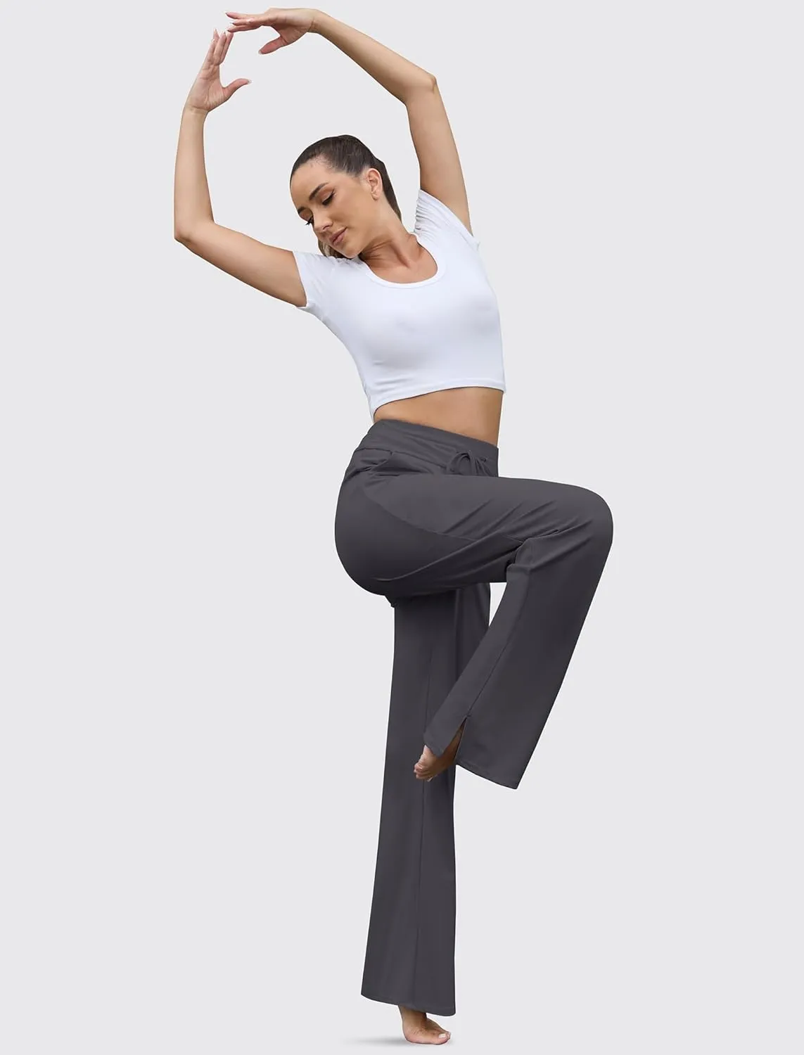 Yoga Pants Women Wide Leg Pants with Pockets Drawstring High Waist Stretch Dress Pants Lounge Sweatpants 29"/31"/33"