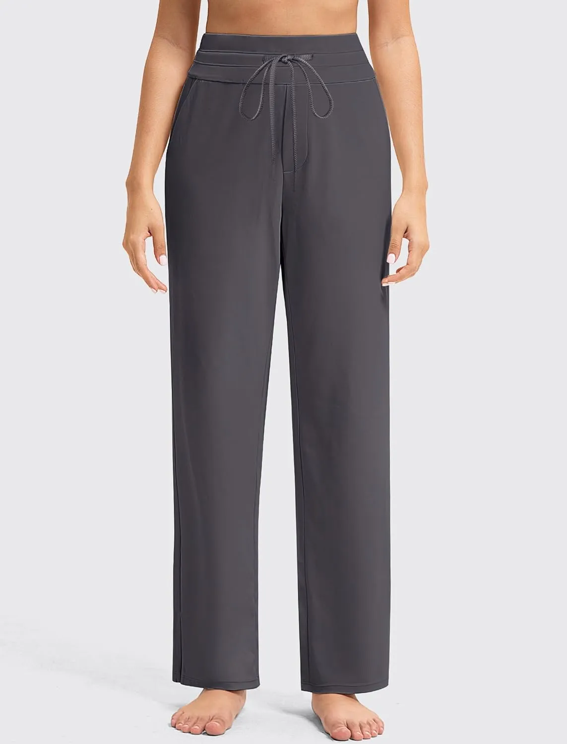 Yoga Pants Women Wide Leg Pants with Pockets Drawstring High Waist Stretch Dress Pants Lounge Sweatpants 29"/31"/33"