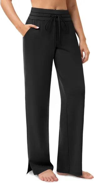 Yoga Pants Women Wide Leg Pants with Pockets Drawstring High Waist Stretch Dress Pants Lounge Sweatpants 29"/31"/33"