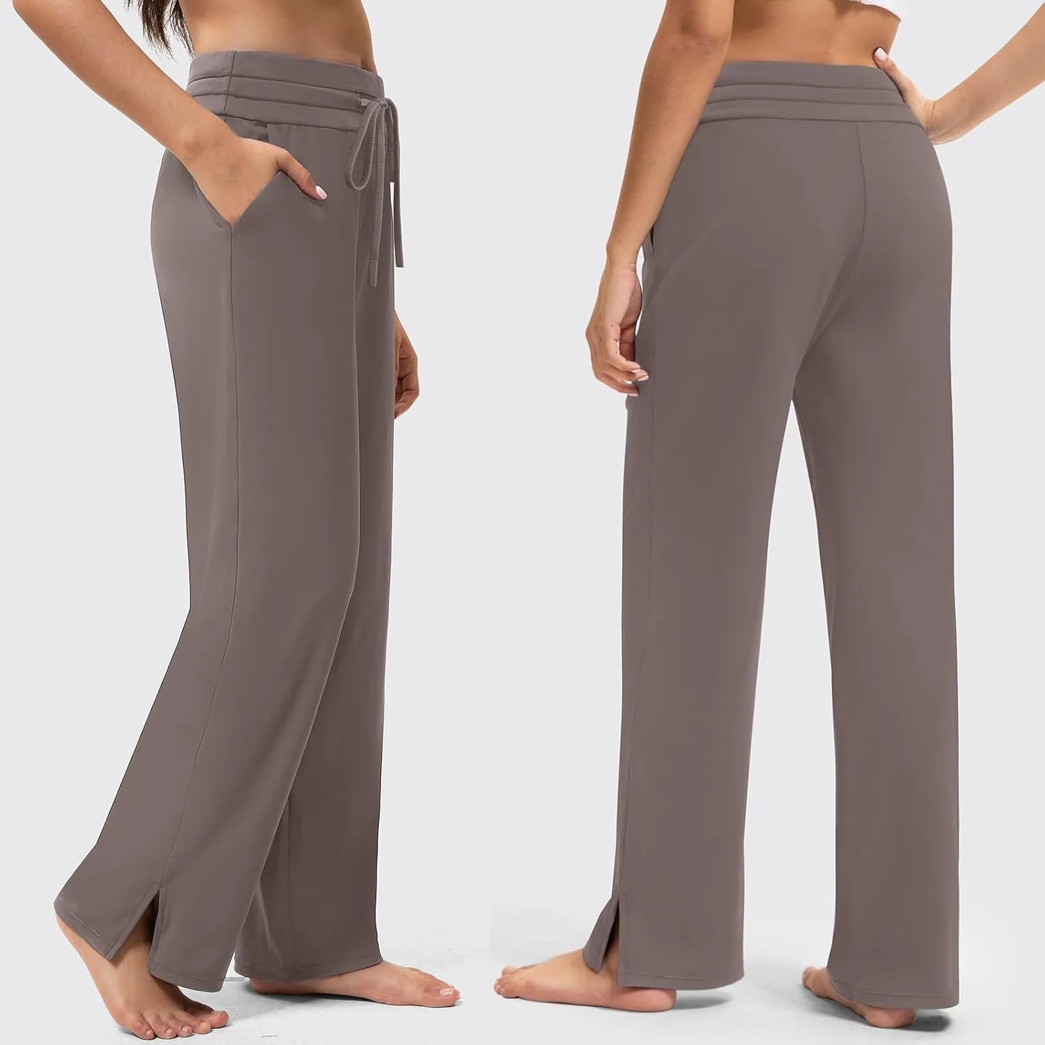 Yoga Pants Women Wide Leg Pants with Pockets Drawstring High Waist Stretch Dress Pants Lounge Sweatpants 29"/31"/33"