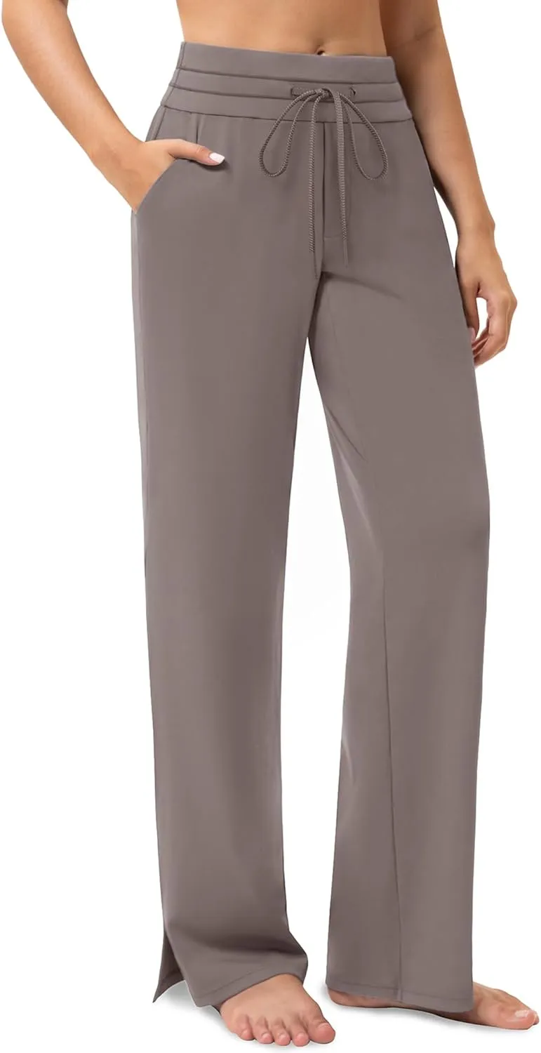 Yoga Pants Women Wide Leg Pants with Pockets Drawstring High Waist Stretch Dress Pants Lounge Sweatpants 29"/31"/33"
