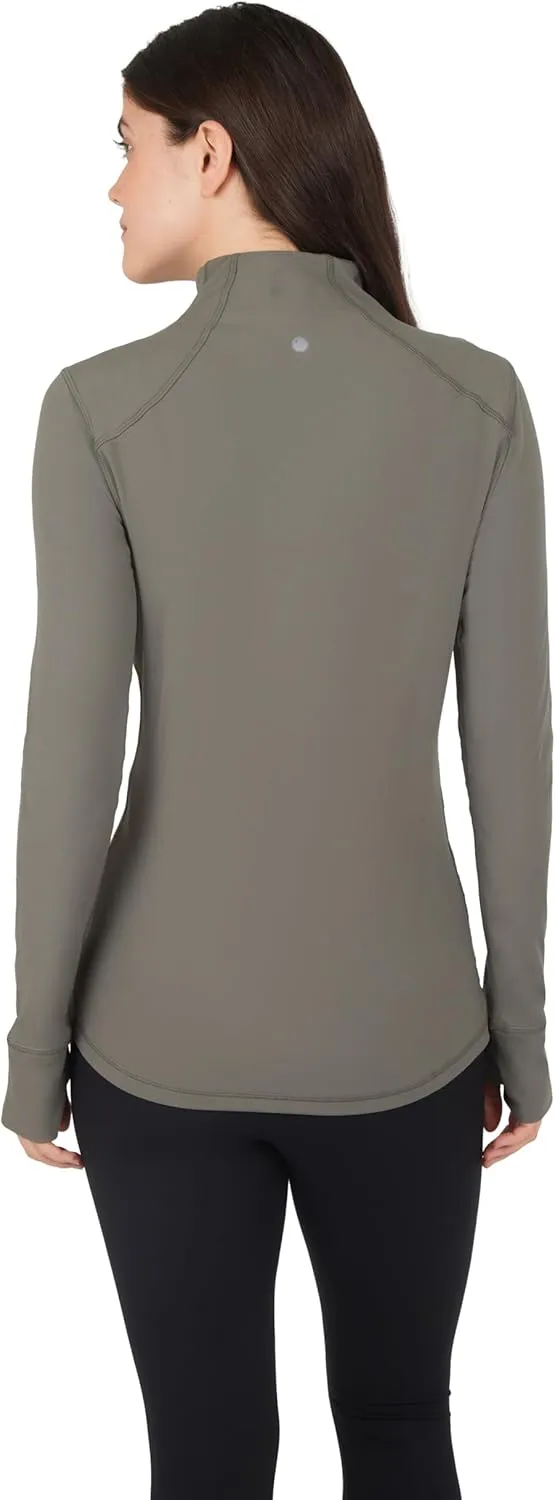 Yogalicious Half Zip Lightweight Workout Long Sleeve Athletic Jacket with Front Pockets and Thumbholes