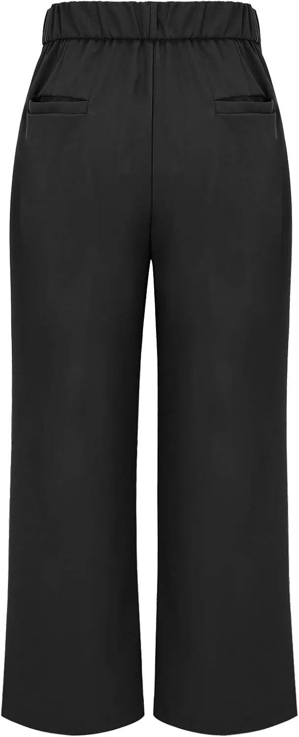 YOLAI Womens Casual Wide Leg Dress Pants High Waist Tailored Button Down Trousers Business Work Trousers with Pockets