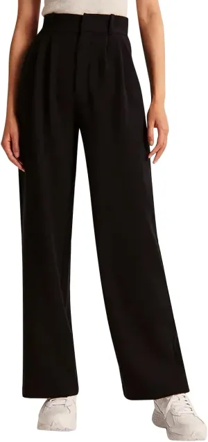 YOLAI Womens Casual Wide Leg Dress Pants High Waist Tailored Button Down Trousers Business Work Trousers with Pockets