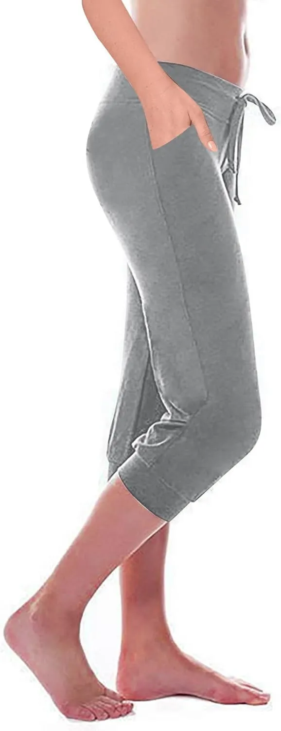 ZDRZK Cargo Pants for Women Plus Size Stretchy Workout Yoga Pants Casual Summer Drawstring Lounge Capris Trousers